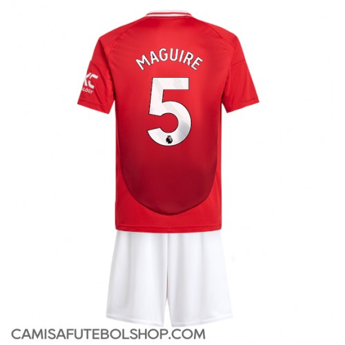 Camisa de time de futebol Manchester United Harry Maguire #5 Replicas 1º Equipamento Infantil 2024-25 Manga Curta (+ Calças curtas)